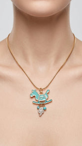 Turquoise Gold Charm Necklace for Women | Trendy Jewelry Pakistan