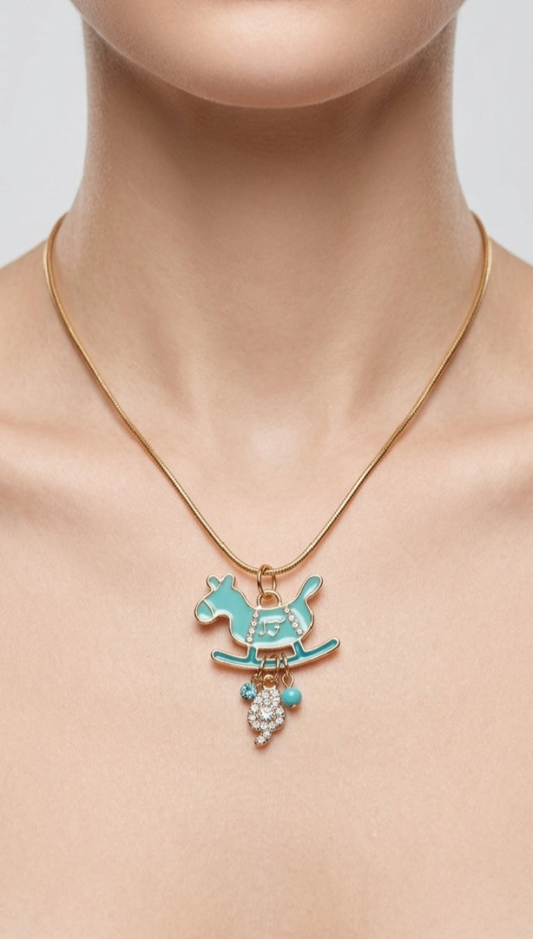 Turquoise Gold Charm Necklace for Women | Trendy Jewelry Pakistan