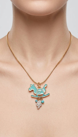 Turquoise Gold Charm Necklace for Women | Trendy Jewelry Pakistan