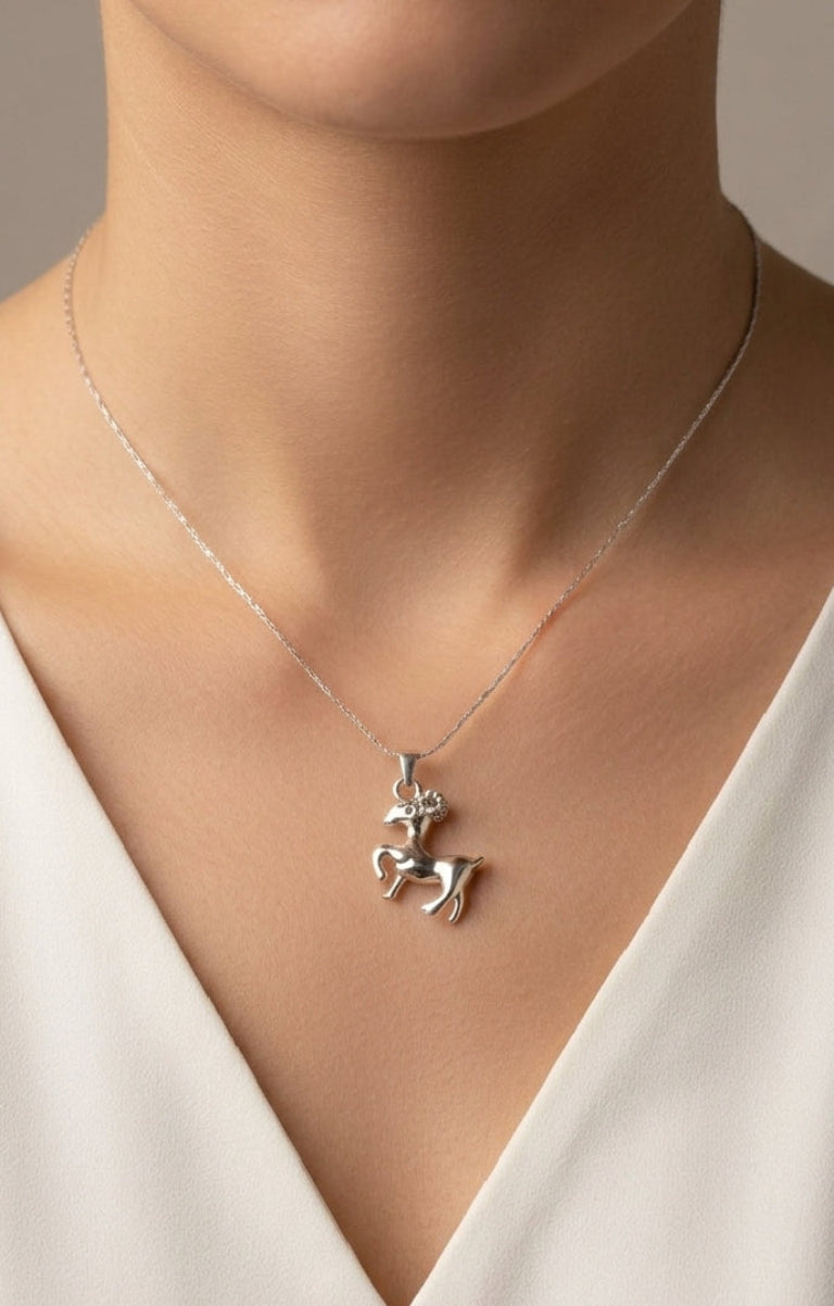 Silver Deer Pendant Necklace for Women | Elegant Fashion Jewelry PK