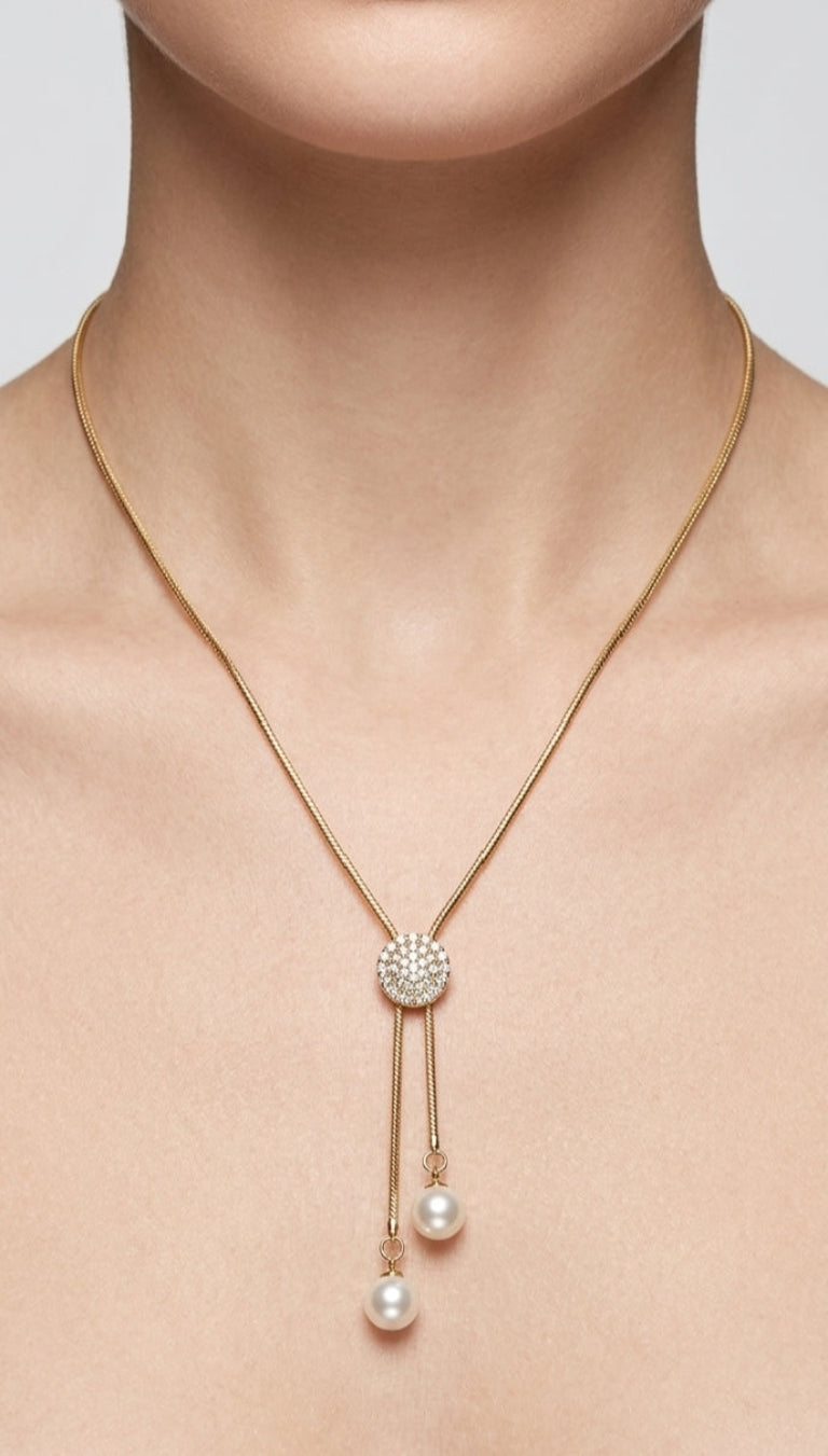 Gold Pearl Drop Pendant Necklace for Women | Elegant Jewelry PK