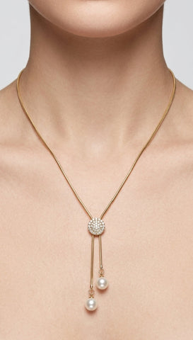 Gold Pearl Drop Pendant Necklace for Women | Elegant Jewelry PK