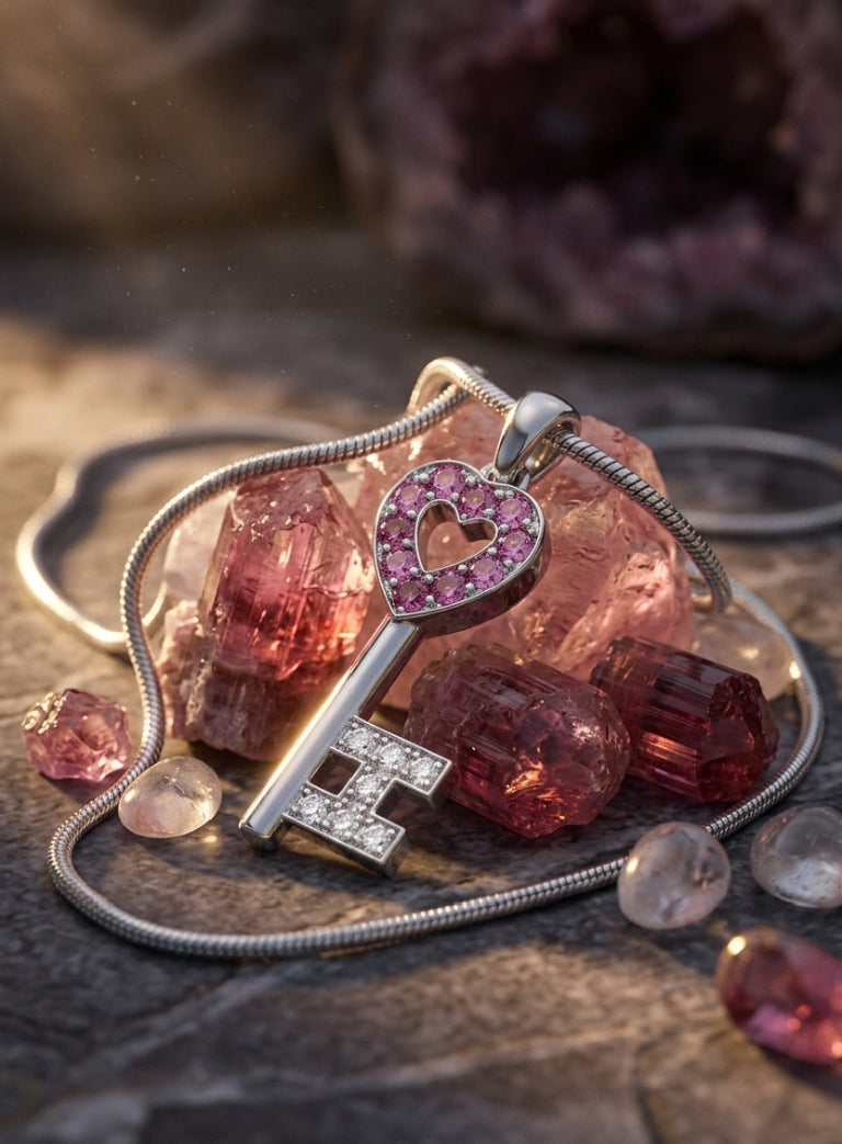 Elevated Heart Key Collier Necklace