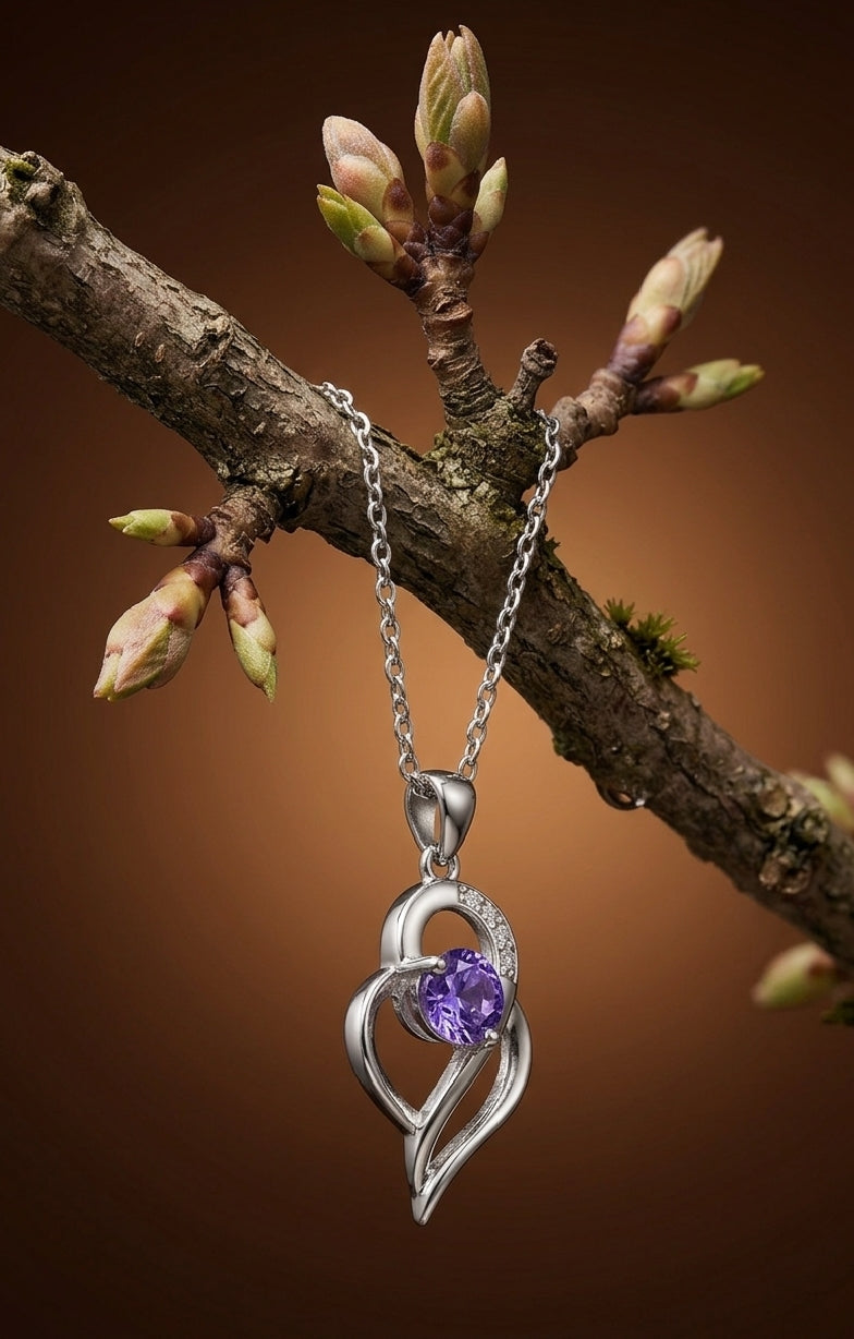 Purple Crystal Heart Necklace for Women | Elegant Jewelry Pakistan
