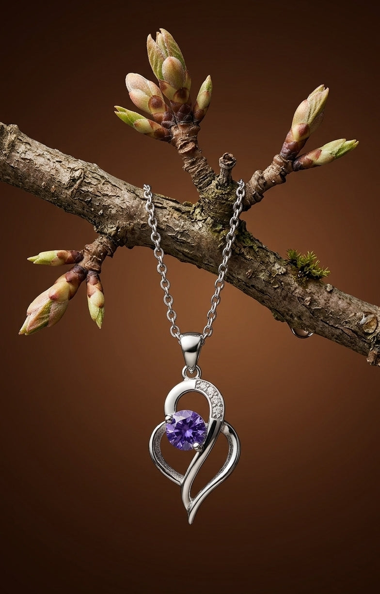 Purple Crystal Heart Necklace for Women | Elegant Jewelry Pakistan